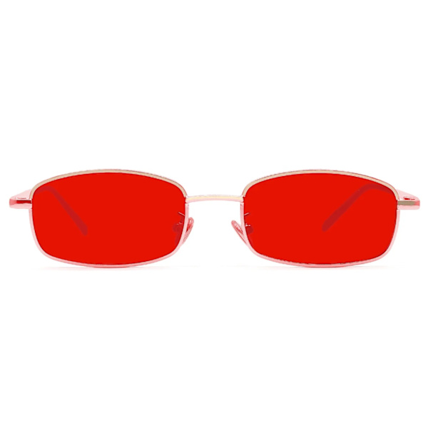 2024 Retro Pienet Aurinkolasit Kulta Metalli Kehys Suorakulmio Mukautettu Logo PC Aurinkolasit Tytöille Miehille Naisille Lentes De Sol UV400 Gold Red