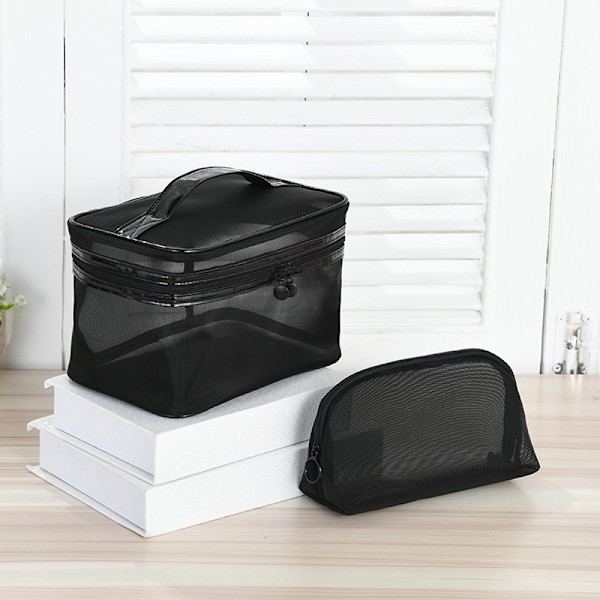 2 pcs Women Men Necessary Cosmetics Bag Transparent Travel Organiz