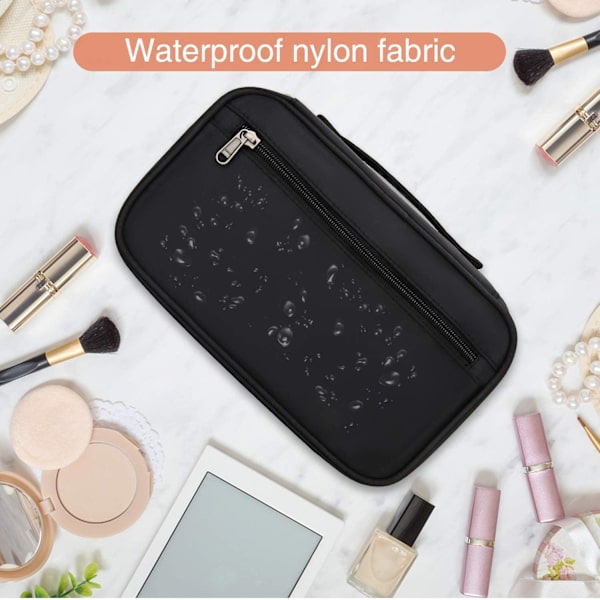 16-huls håndholdt makeuptaske Rejsemakeuptaske Stor kapacitet multifunktionstaske med lynlås 260*175*40 mm (kun makeuptaske, uden makeupbørste)