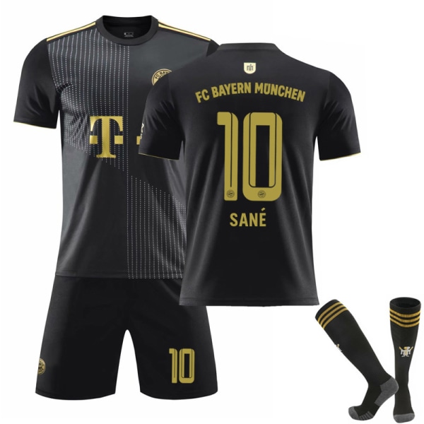 21-22 Bayern ude sort nr. 25 Muller trøje nr. 9 Lewandowski fodbolduniform dragt nr. 10 Sane guld skrift Bayern away No. 10 socks XL#