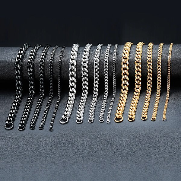 Vnox 3-11Mm Chunky Miami Curb Kedja Armbånd Til Mænd, Rustfrit Stål Kubansk Lænke Armbånd Klassisk Punk Tunge Mands Smykker 7mm Guld