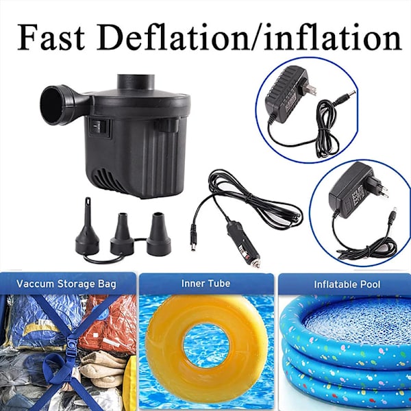 Elektrisk luft pumpe bærbar hurtig fyld bil adapter luft pumpe til oppustelig pool flyde oppustelige puder EU Home Car Dual Purpose
