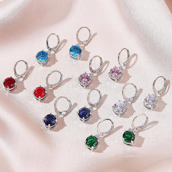 Par rustfrie stål øreringe, allergivenligt cubic zirconia materiale, med fremragende slibning, strålende glans og høj klarhed (FQ)