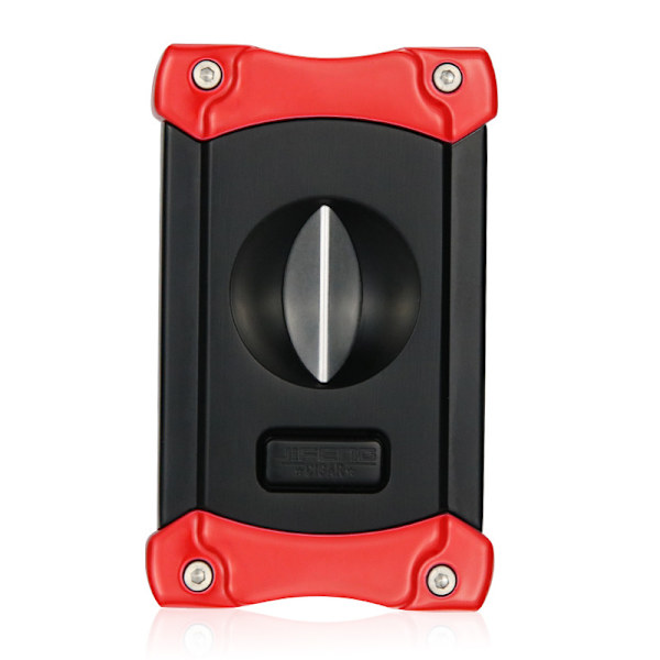 2 i 1 Cigar Cutter med rustfrit stål krop - Multifunktionel Cigar Cutter (Rød Sort)