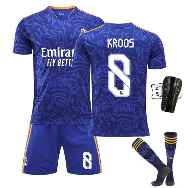 21-22 Real Madrid bortaställ kungligt blå nr 9 Benzema tröja nr 20 Vinicius 10 Modric 8 Kroos Real Madrid away number 8 2XL#