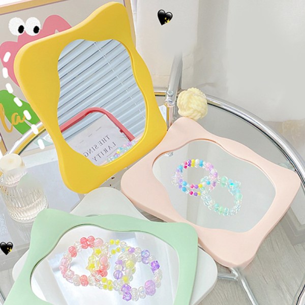 1 kpl Epäsäännöllinen Meikkipöytäpeili Kannettava Meikkipöytäpeili White Circle