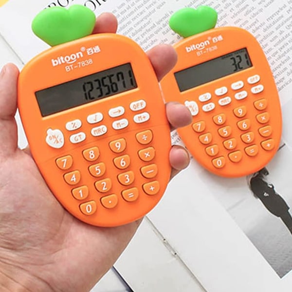 Pöytälaskin 12 numeroa, Kawaii Mini-laskin söpö porkkana Kannettava pieni peruslaskin opiskelijoille kotiin ja toimistoon