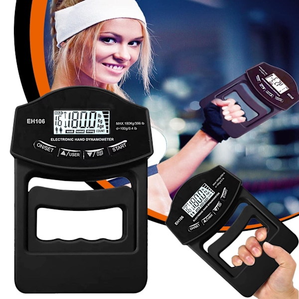 Greppstyrketestare, 180 kg Digital Handdynamometer Greppstyrketestare USB LCD-skärm Handgrepp Dynamometer