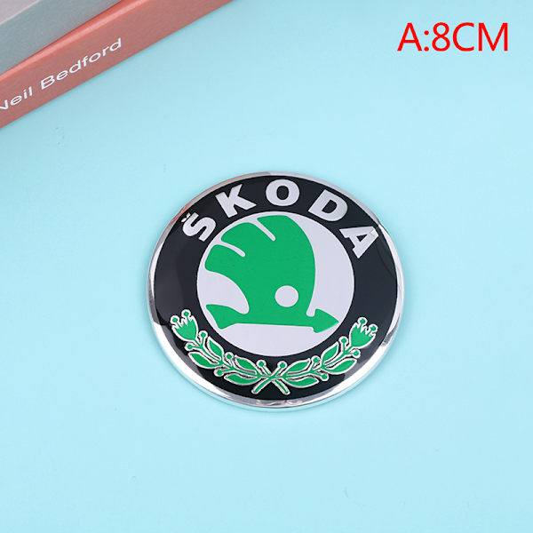 8CM 9CM Grøn ABS Emblem Til Skoda Bil Hoved Forreste Bagagerum B A