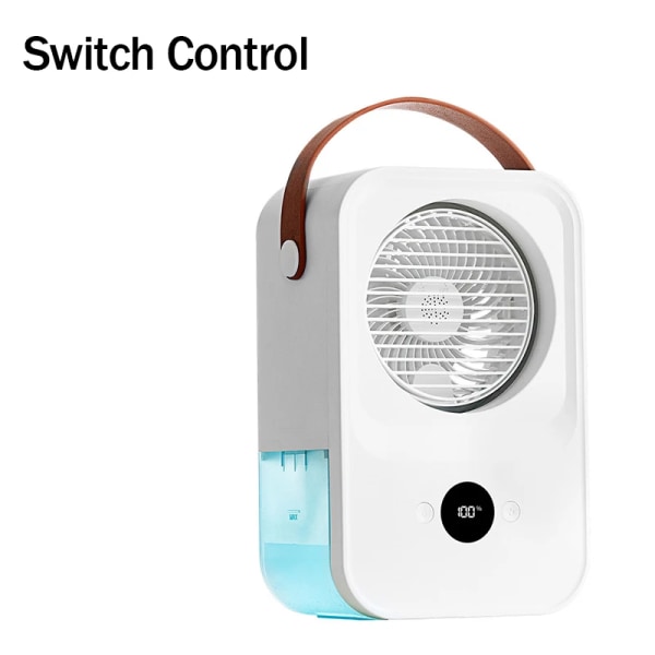4 i 1 liten USB uppladdningsbar bärbar elektrisk fläkt med doftbit Isvattendimma för hemmahus utomhus skrivbord sommar White (Switch Control)