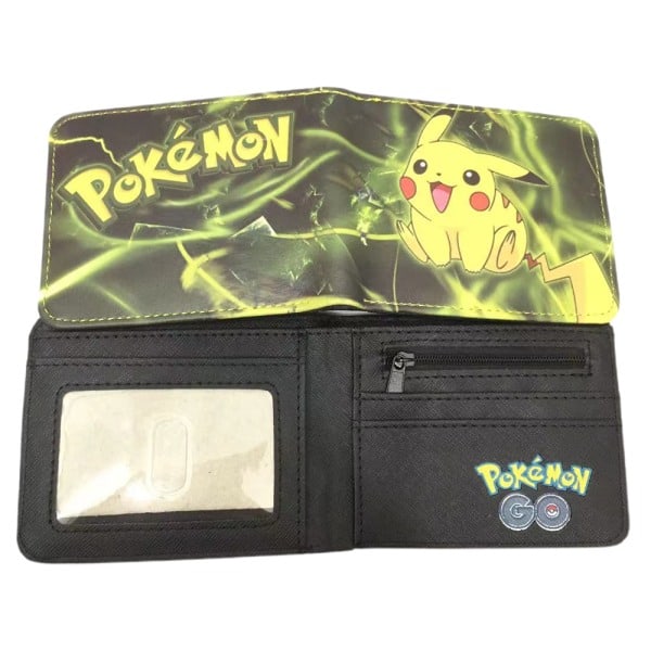 Kids Pikachu Bifold PU Læderpung Kreditkort Holder B B