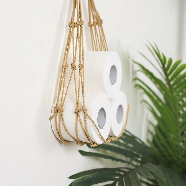 Toilet Paper Storage Handwoven Cotton Rope Living Room Wall Hanging Pap