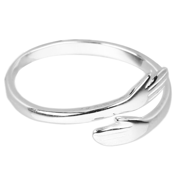 S925 Sterling Sølv Hug Ring Hænder Omfavner Åben Justerbar Omfavnende Ring Par Elsker Smykker