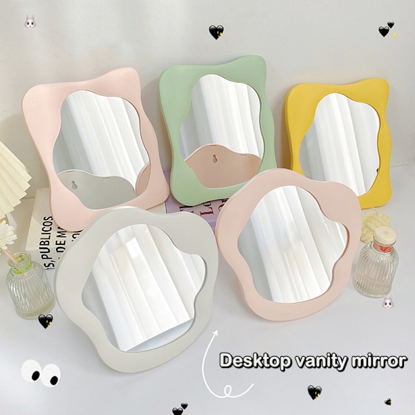 1 kpl Epäsäännöllinen Meikkipöytäpeili Kannettava Meikkipöytäpeili Pink Round