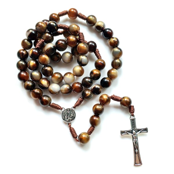 Vintage rosenkrans katolska bön pärlor halsband Kristus Jesus för C