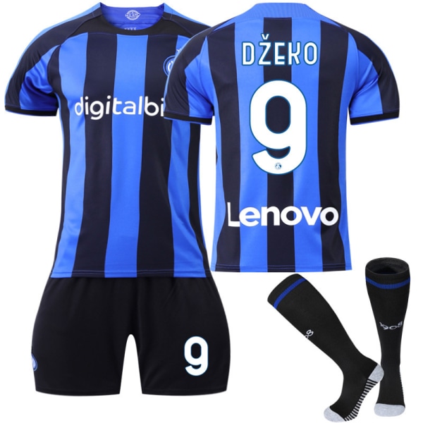 22-23 Inter Milan hemma nr 90 Lukaku nr 10 Lautaro nr 9 Dzeko fotbollsuniform vuxen tröja Inter Milan home number 9 with #20