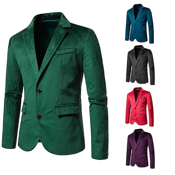 Herr Casual Blazer Jackor, Två Knappar Slim Fit Sportrock Green L