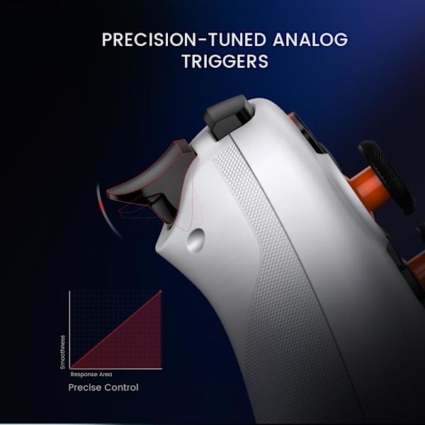2,4 GHz langaton peliohjain Windows PC:lle, iPhone:lle, Androidille, Switchille & Steamille, Bluetooth-ohjain Hall Effect -laukaisimella, Turbo, tärinällä (Valkoinen) White