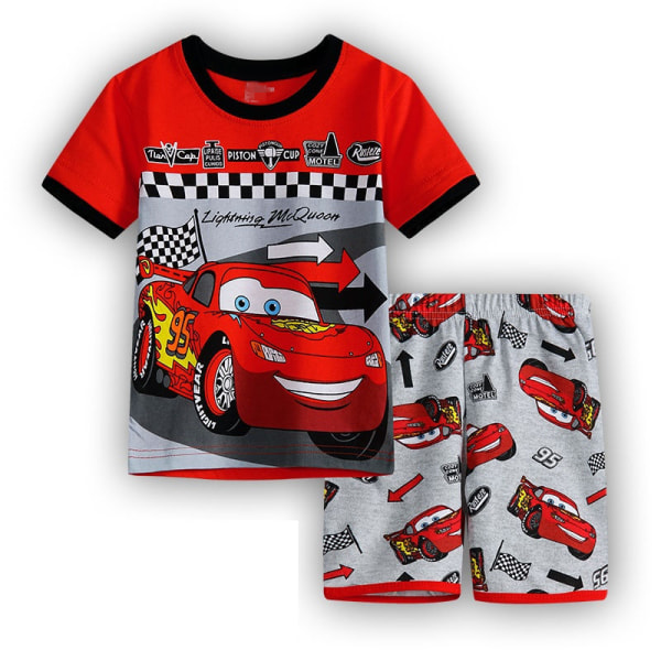 Barn Pojkar Pyjamas Set Cartoon T-shirt Shorts Nattkläder Outfit Blixten McQueen 90 cm