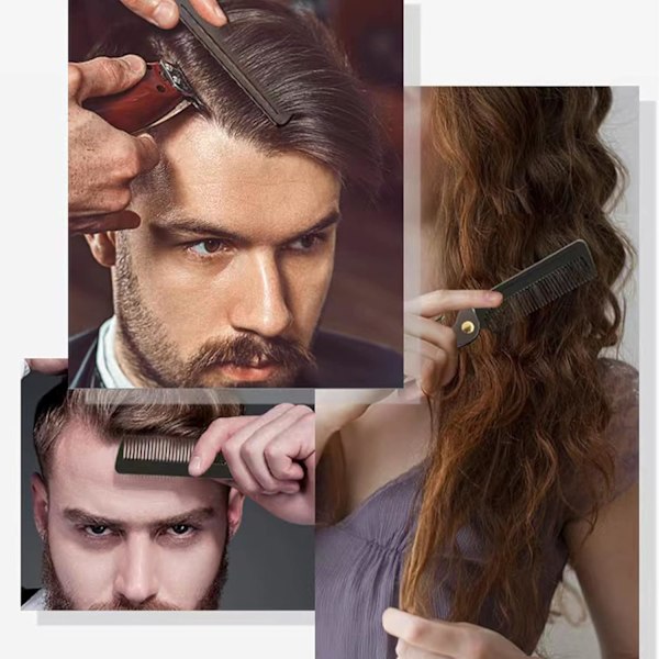 Sammenleggbar Skjeggkam med Spiral Kam Herre Profesjonell Styling Hårkam Frisør Stylingverktøy (Elektroplettert Grå) Electroplating gray