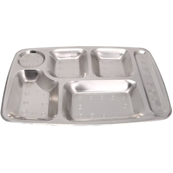 Stainless steel Divided food tray Container Food plate 6 grids