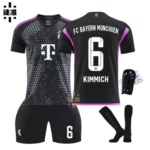 23-24 säsong Bayern borta svart fotbollströja nr 10 Sane 25 Muller 13 Choupo-Moting tröjset barnkläder No number + socks XXXL