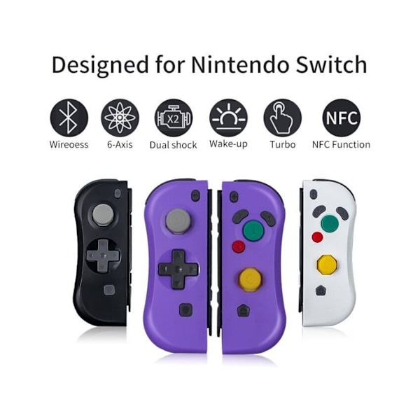 Nintendo Switch Joy Con Controller Neon Trådløs Gamepad (Lilla/Grøn Blæksprutte Mønster)