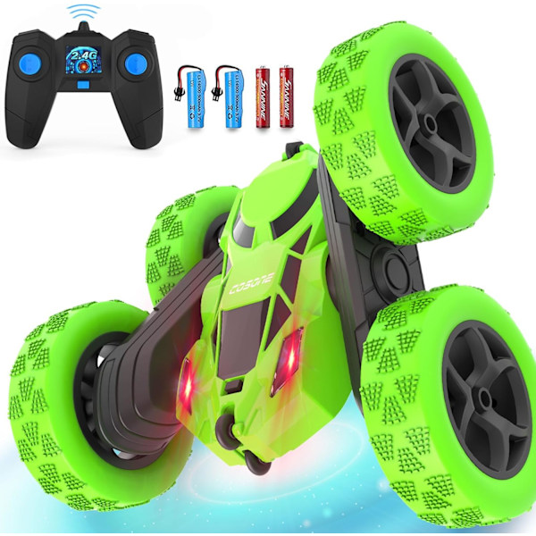 Remote Control Car - RC Car Toys for Boys - 4WD 2.4Ghz Double Sided 360° Rotating RC Cars, Birthday Gifts for Kids Age 6 7 8-12 - Green