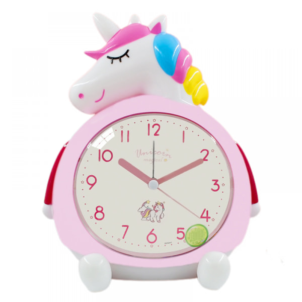 Unicorn Alarm Clock, Cartoon Alarm Clock Rainbow Unicorn Clock Night Light, Student Children's Home Decor Desk Clock (Pink)