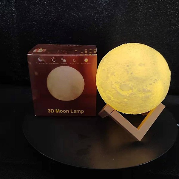 3D Månelampe, 16 Farger LED Månelys, 13cm Månelampe Nattelys Fjernkontroll USB Lader Stemningslampe for Festgave