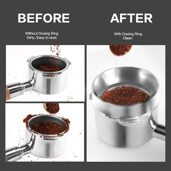 Aluminiumsdoseringsring for espressomaskin - Doseringstrakt for kaffemaskin med magnetisk utskifting for hjemmekafé (58 mm)