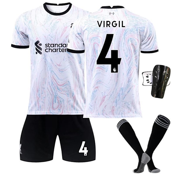 22-23 Liverpool vieras 11 Salah harmaa ja valkoinen jalkapalloasu puku nro 9 Firmino paita sukat No. 23 with socks + protective gear #22