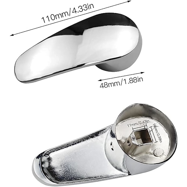 Vannkranhåndtak i sinklegering, 40 mm kranhåndtakutskifting, enkelt håndtak med varm og kald farget knapp