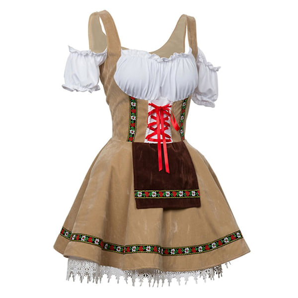 Hurtig forsendelse 2023 Bedste Oktoberfest kostume til kvinder Tysk bayersk Dirndl ølpige fin kjole S - 4xl Khaki Khaki M