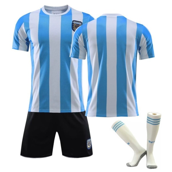 1986 Retro Argentina Hjemme nr. 10 Maradona Trøjesæt Fodboldtrøje med Strømper 2021 Argentina No. 10 with socks #18