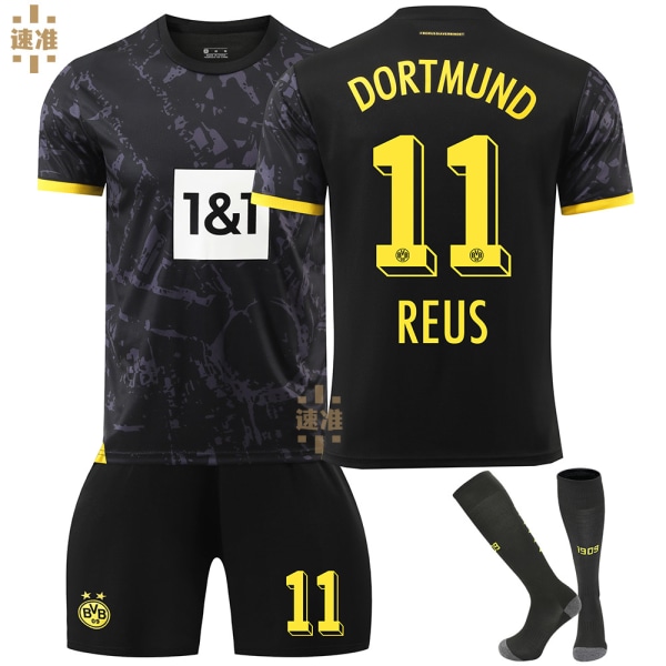23-24 Dortmund borta nr 11 Reus fotbollströja 9 Allais 22 Bellingham barn tröja sportdräkt Size 9 socks XS