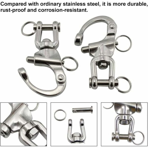 Swivel Snap Hook 2-pack Swivel Snap Hook 316 Rostfritt Stål Snabblänkar Snabbkopplingar Snap Hooks för Seglingar Släpp Båttillbehör (70mm)