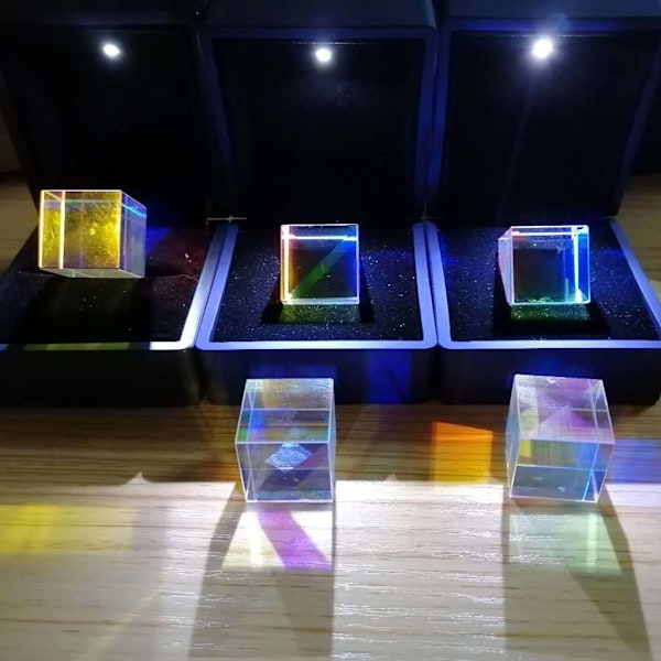 Farveprisme Krystal Glas Cube Farveopsamlings prisme 6-sidet lys kube indretning