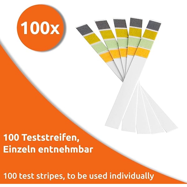 pH 100 testremsor, lakmuspapper, mätintervall 0-14