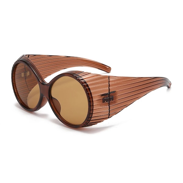 Twooo T1021 Tukkumyynti Värikkäät Ylisuuret Lasit Pyöreät Kehykset Trendikkäät Aurinkolasit 2024 C6 Tea / Tea designer fasionable sunglasses