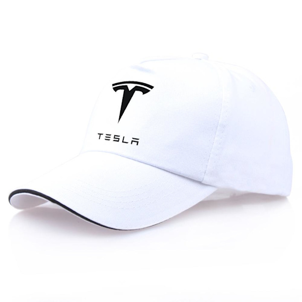 Car Tesla Baseball Cap Herr Cap för män kvinnor Unisex Tesla Baseball Cap för män bilfans hattar，biała