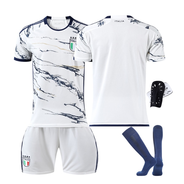 Fotballdrakt for Italias bortekamp i Europacupen 2023-24 - Verratti 6, Donnarumma 1, Barella 18 No-number socks and protective gear L