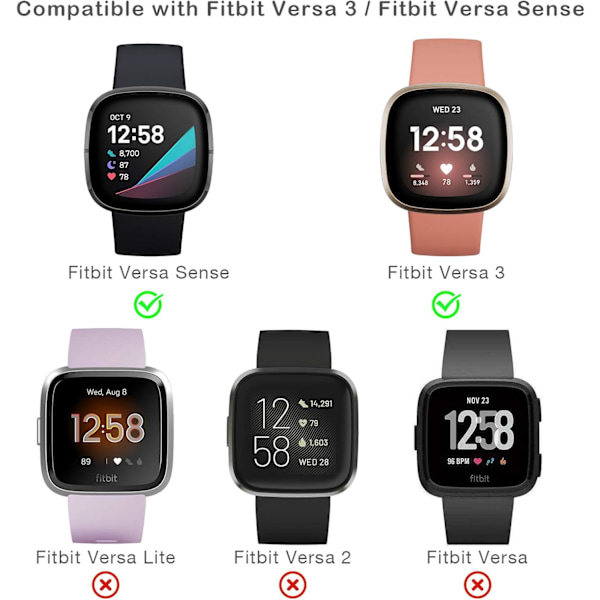 [2-pakning] Kompatibel med Fitbit Versa 3 Fitbit Sense Bling