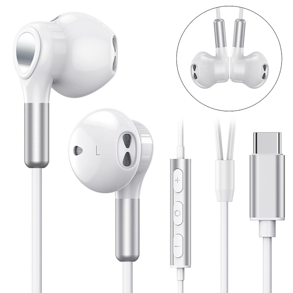 USB C-hörlurar för Samsung Galaxy S22 Ultra S21 FE S20 A53 USB C-hörlurar med mikrofon In-ear-hörlurar med kabel Hörlurar USB Typ C