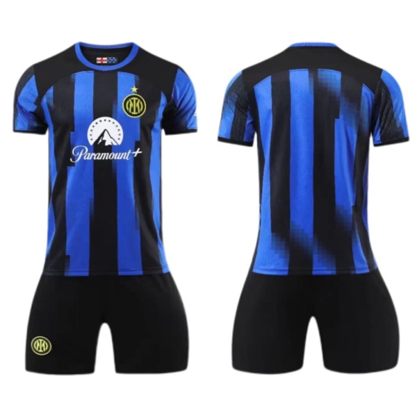 Inter Milan 23-24 hemmatröja nr 10 Lautaro 9 Zeko barn vuxen kostym fotbollströja No. 10 socks + protective gear 22