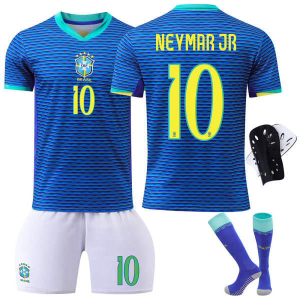 24-25 Brasilien borta fotbollströja nr 10 Neymar 7 Vinicius 9 Charlesson vuxen barn tröja set Size 7 socks L