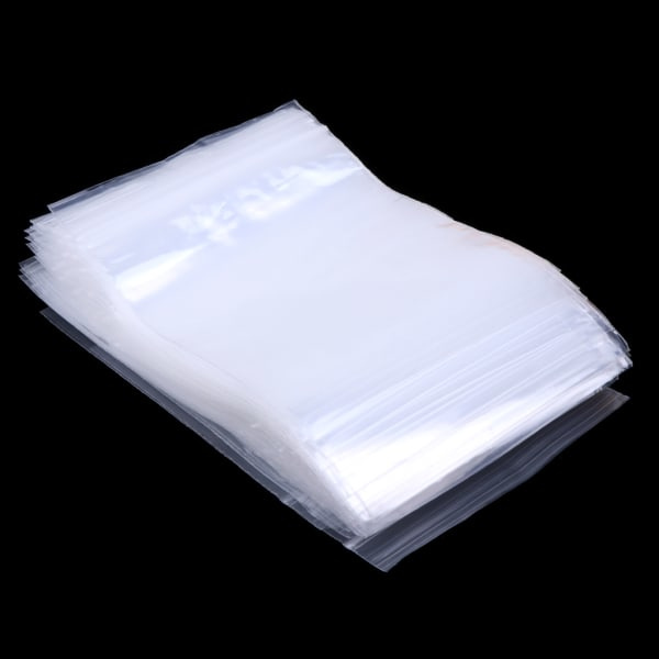 100 stk. genlukkelige plastforsegling lynlåsposer gennemsigtig polypose 7cmx10cm øreringe emballage arrangør låsepose til smykker