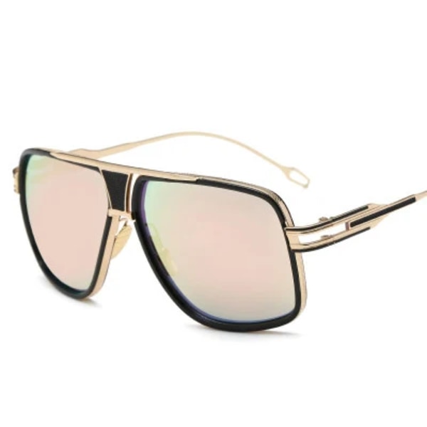 BOOM Anpassade logotypmode Retro nyanser Metall Punk Oversized Square Half Steampunk Solglasögon Solglasögon Herr Man Kvinna 2024 E27 BLACK/PINK MIRROR