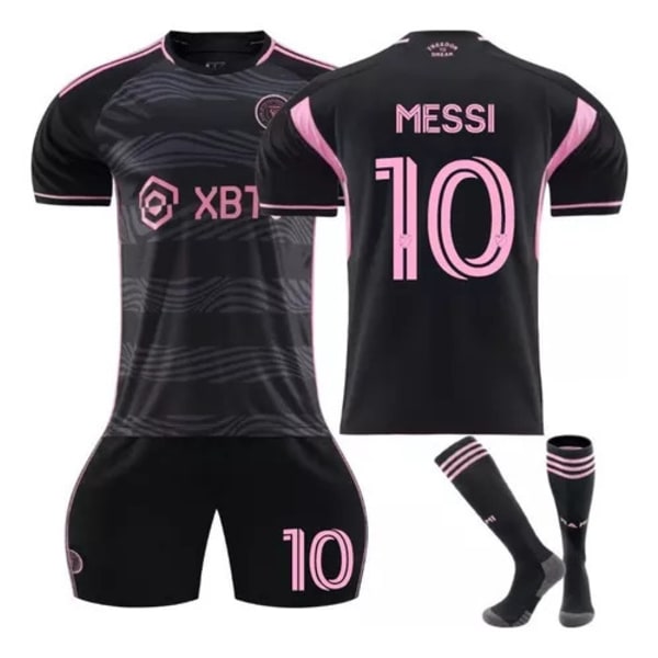 23-24 Miami Jersey nr. 10 Messi Major League Soccer Jersey Hjemme Ude Sort Pink Dragt med Strømper Size 10 single top L