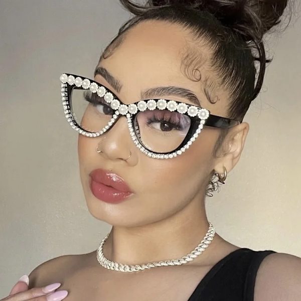 Kissan silmä timantti-upotukset litteä peili anti-sininen valo uudet muotilasit kehykset persoonallisuus naiset strassi aurinkolasit C3 Cat-Eye Glasses